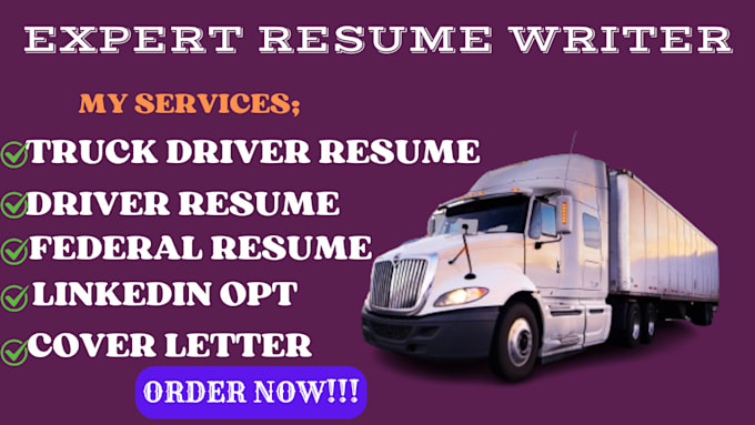 Gig Preview - Do a professional truck driver resume cover letter, linkedin