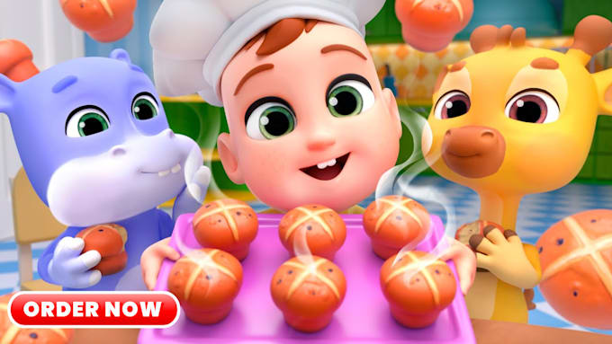 Gig Preview - Create fascinating 2d 3d animated fun kids learning video nursery rhymes songs