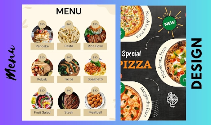 Gig Preview - Custom menu design for restaurants and cafes