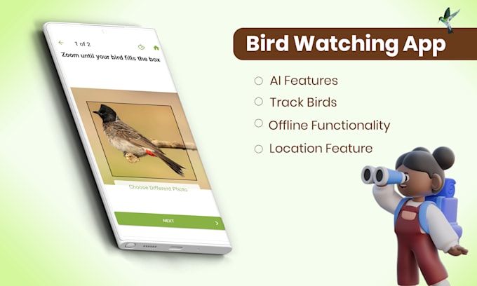 Gig Preview - Develop a bird watching app like e bird merlin bird id, and bird track