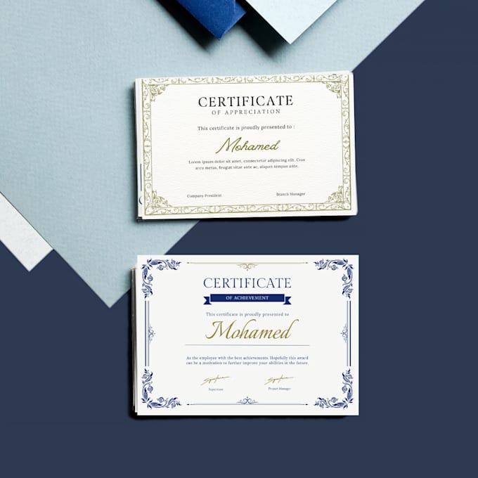 Gig Preview - Do professional custom certificates, diplomas, awards design in 24h