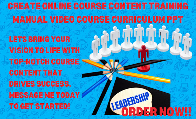 Gig Preview - Create online course content training manual video course curriculum ppt