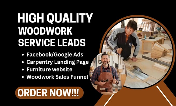 Gig Preview - Generate high quality carpentry leads via ads woodwork construction landing page