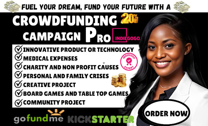 Bestseller - do crowdfunding campaign creation on kickstarter indiegogo gofundme