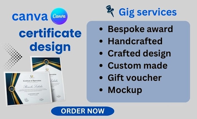 Gig Preview - Do award certificate, bespoke, diploma, layouts, gift voucher, business card