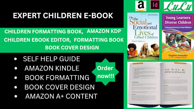 Gig Preview - Children ebook, children book editor, children book formatting book cover design