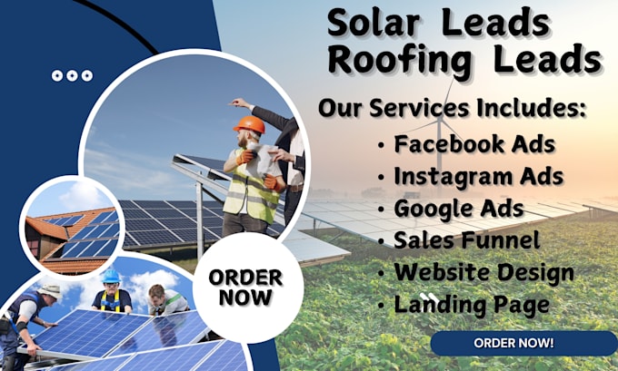 Gig Preview - Hot solar leads, roofing leads via google ads, facebook ads, solar landing page