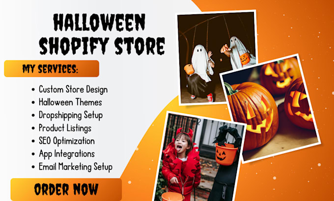 Gig Preview - Design halloween shopify website halloween dropshipping store halloween costume