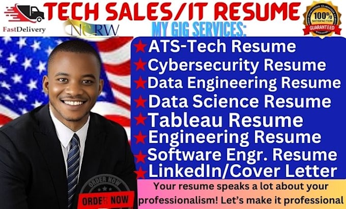 Gig Preview - Write tech resume, cybersecurity resume, resume writing, data science resume, cv