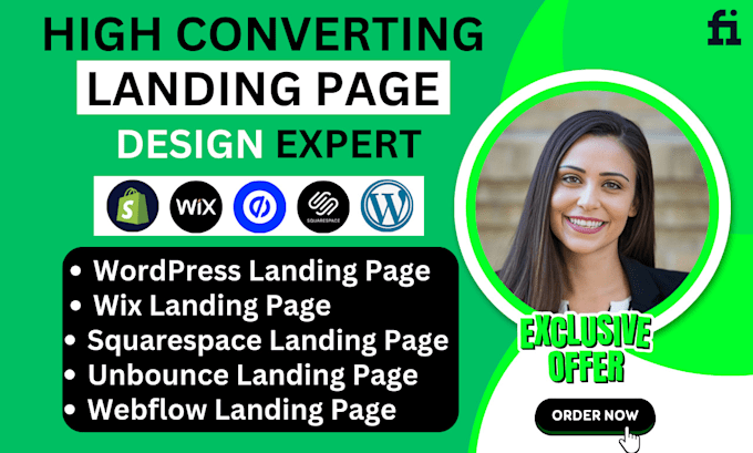 Gig Preview - Build landing page using shopify, wix, squarespace, webflow, unbounce, wordpress