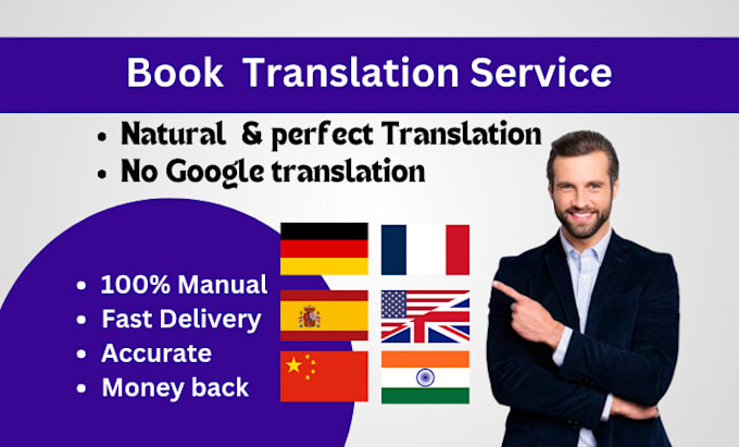 Gig Preview - Translate your book into german, french, spanish, english