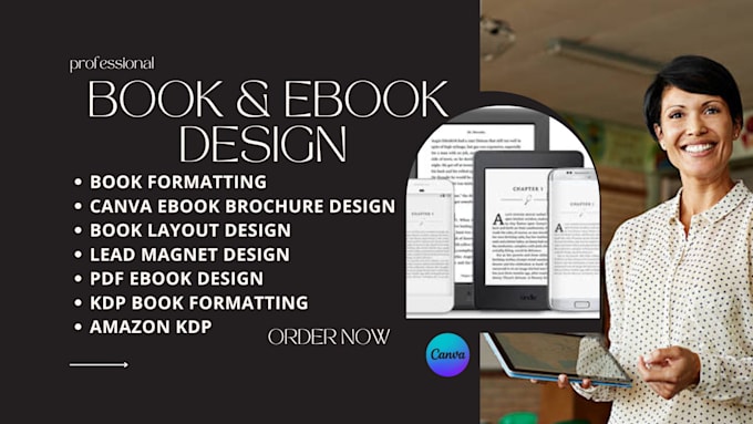 Gig Preview - Format design canva ebook brochure design, kdp ebook book layout pdf lead magnet