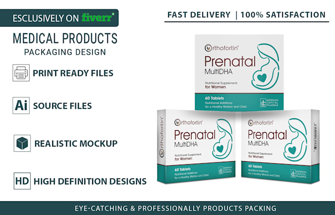 Gig Preview - Medical, pharmaceutical product box packaging, label design