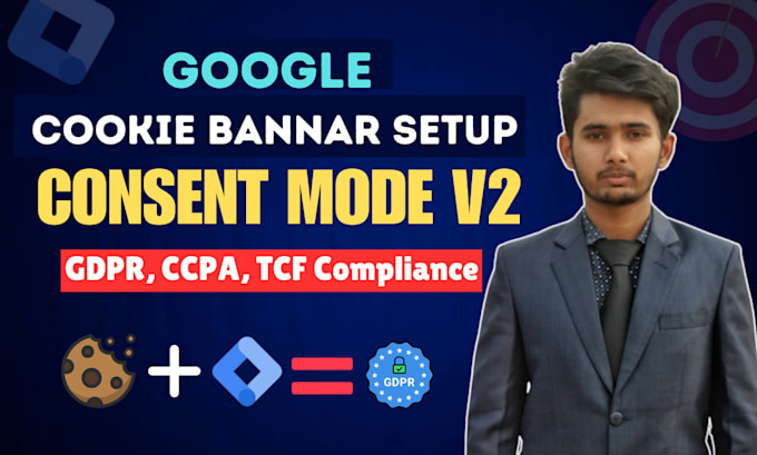 Gig Preview - Setup cookie consent banner, google consent mode v2, cookie banner,gdpr,ccpa,GTM