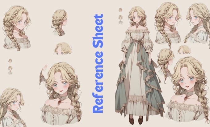 Bestseller - do character reference sheet design vtuber model design anime character fanart