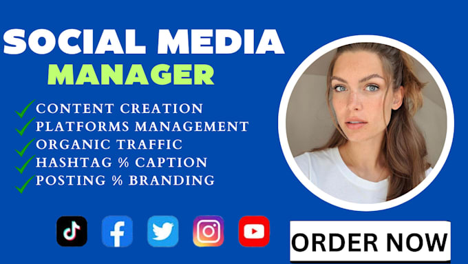 Gig Preview - Be your social media marketing  manager, content creator