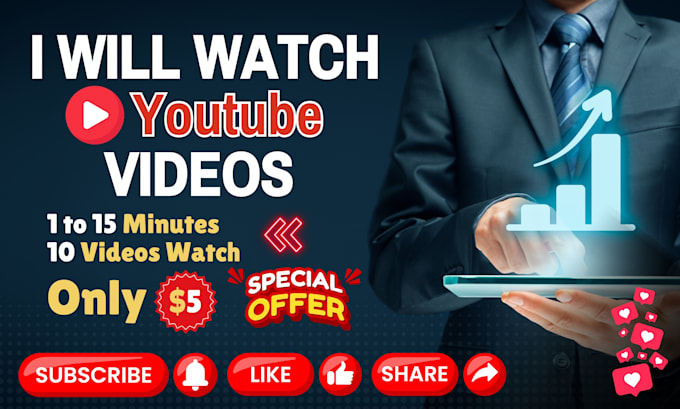 Gig Preview - Watch youtube video, channel promotion, organic monetization