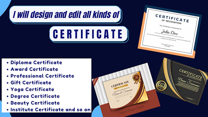 Gig Preview - Design a professional certificate, diploma or award design