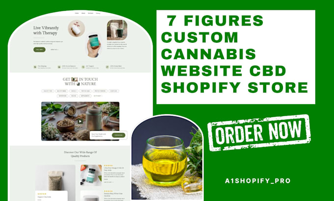 Gig Preview - Build 7fiigures shopify cannabis website cbd store vape store cbd shopify store