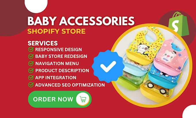 Gig Preview - Design, redesign baby product shopify store,baby clothes toys dropshipping store