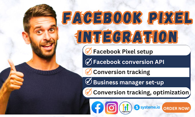 Gig Preview - Facebook or ig API key tracking pixel integration for systeme io or gohighlevel