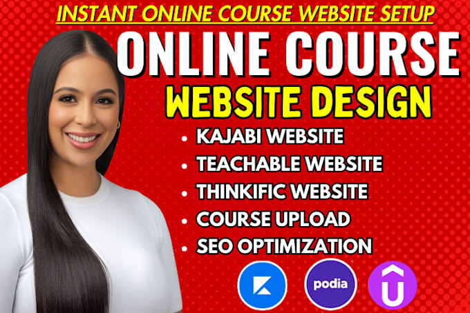 Gig Preview - Do online course website design, kajabi, teachable, thinkific course website