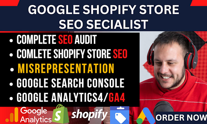 Gig Preview - Shopify store SEO specialist, google search console indexing and ga4