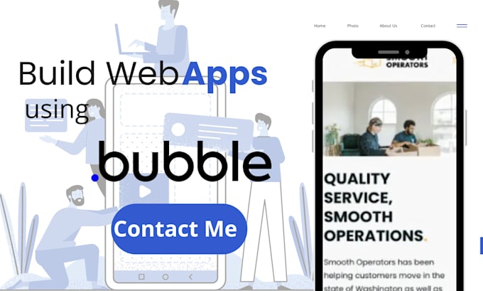 Gig Preview - Be bubble io social app developer, dating app using bubble saas mvp adalo weweb