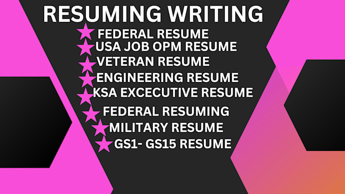 Gig Preview - Write federal resume, usajobs opm, ksa veteran tech resume, ats resume linkedin