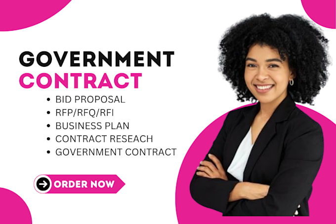 Gig Preview - Write rfp rfq proposal, bid proposal, contract research for government contract