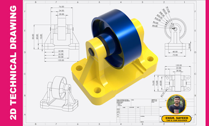 Bestseller - draw 2d technical drawings and 3d product rendering in solidworks