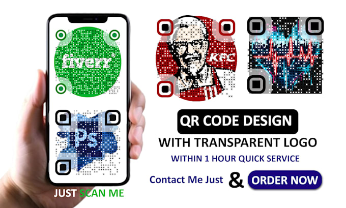 Gig Preview - Generate a custom qr code design with a transparent logo in 30 minute