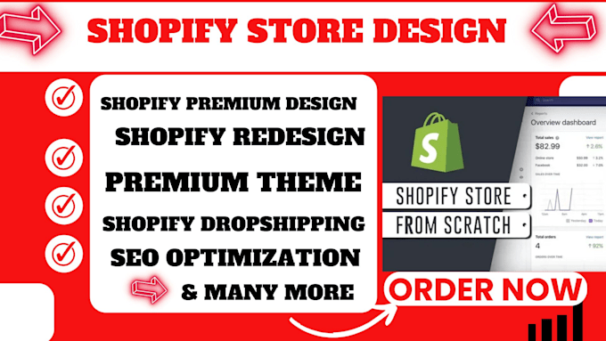 Gig Preview - Design profitable shopify website ecommerce store shopify store design redesign