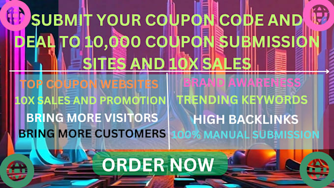 Gig Preview - Do coupon code submission to 10,000 best USA coupon sites