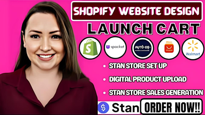 Gig Preview - Setup responsive shopify launch cart website stan store digital product listing