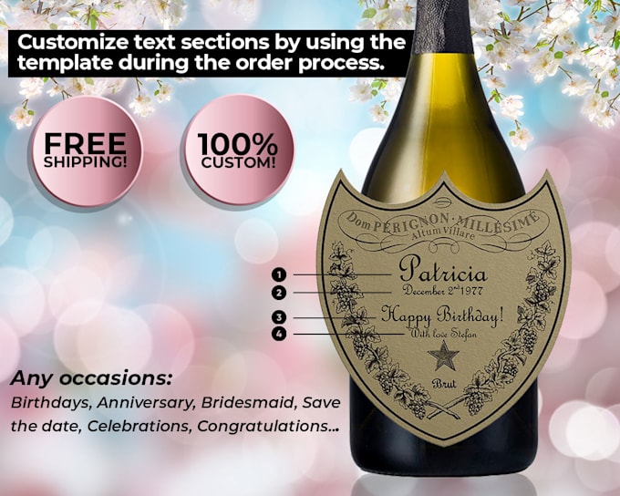 Gig Preview - Custom your custom dom champagne label for bridesmaid birthday wedding gift