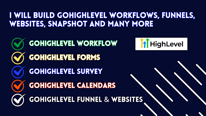 Gig Preview - Build gohighlevel workflows, funnels, websites, snapshot and many more