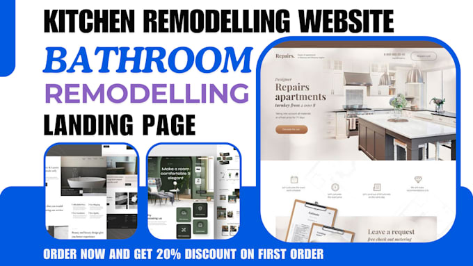 Gig Preview - Build kitchen remodeling website bathroom remodeling website home remodeling web