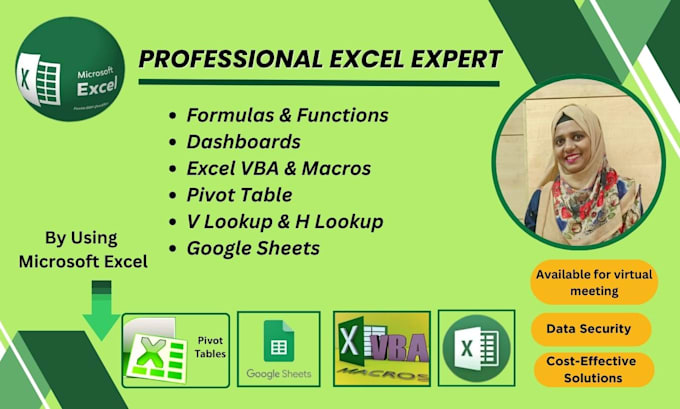 Gig Preview - Be excel and google sheet expert on formulas, macros, pivot table and dashboard