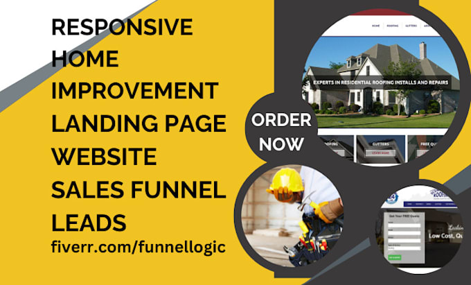 Gig Preview - Design home improvement landing page remodeling website contractor sales funnel