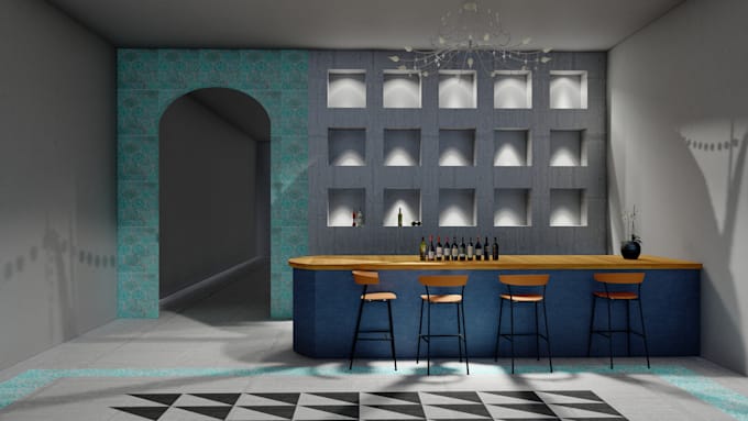 Gig Preview - Do 3d models of bar counters with rendered images