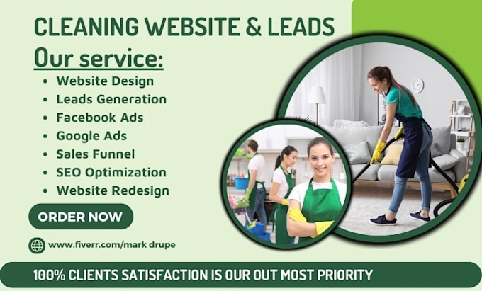 Gig Preview - Design cleaning service website, office cleaning website ,cleaning leads