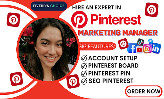 Gig Preview - Be your pinterest marketing manager, seo pins, and board to grow your traffic