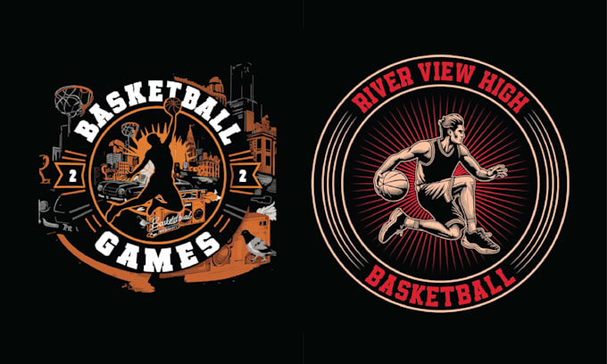 Gig Preview - Create vintage volleyball basketball t shirt logo design