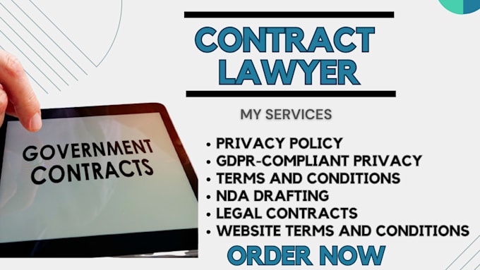 Gig Preview - Be attorney for legal contracts privacy policy, agreements, terms and conditions