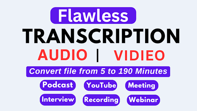 Gig Preview - Transcribe audio and do video transcription within 12 hours