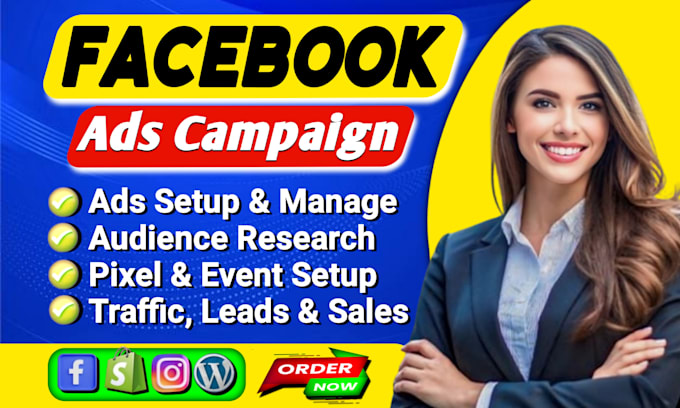 Gig Preview - Setup and manage facebook ads campaign, run sales and leads, instagram ads