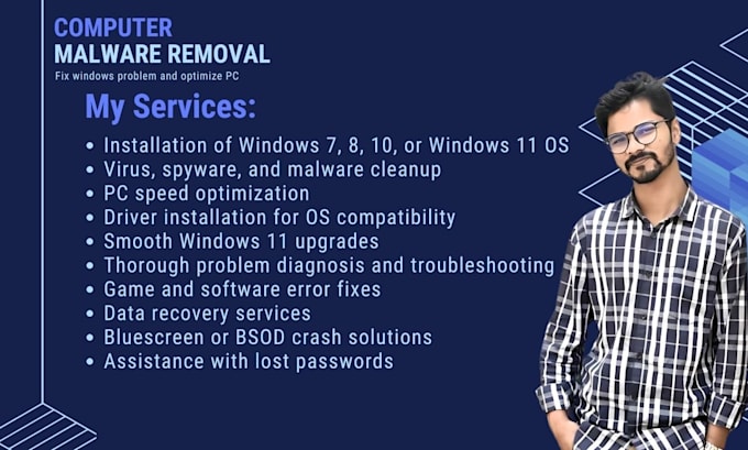 Gig Preview - Do virus cleanup, windows problem and optimize your PC