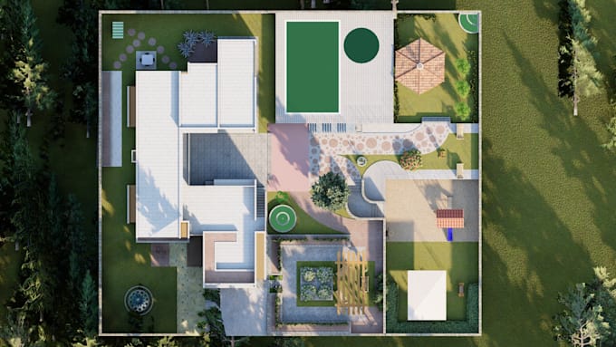 Gig Preview - Creat your 3d landscape,backyard,pool,garden,patio,outdoor with render