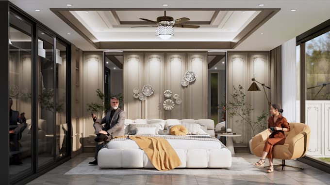 Gig Preview - Do interior design of your bedroom with realistic renders